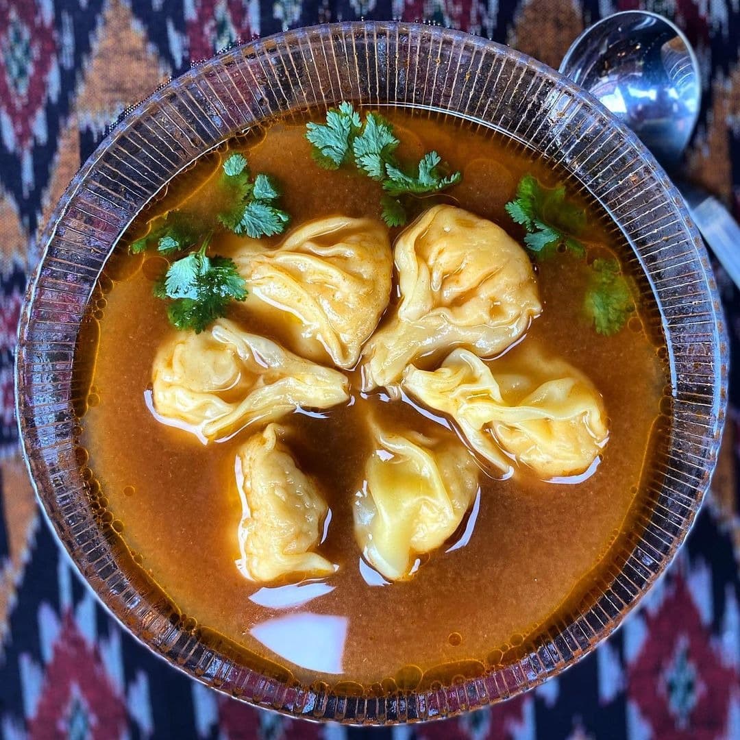 A soup of dumplings.